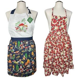 Sur La Table NWT Embroidered Forest Friends Whimsical Cottage Core Apron Set